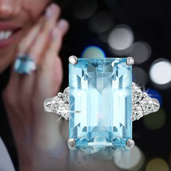 Gemstone Lady Di Ring Replica Aquamarine Emerald Diana Ring Meghan