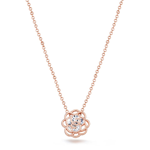 Camelia Necklace in Rose Gold Plating with 1.28 carat CZ