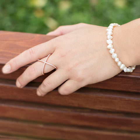 White Freshwater Cultured Pearl Stretch Bracelet