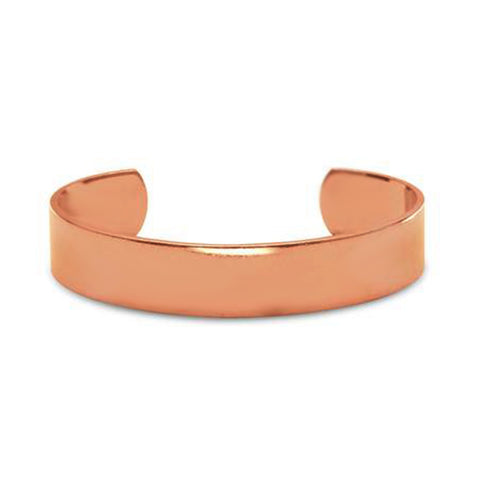 Pure Uncoated Polished Solid Copper Cuff Bangle Bracelet, 13mm