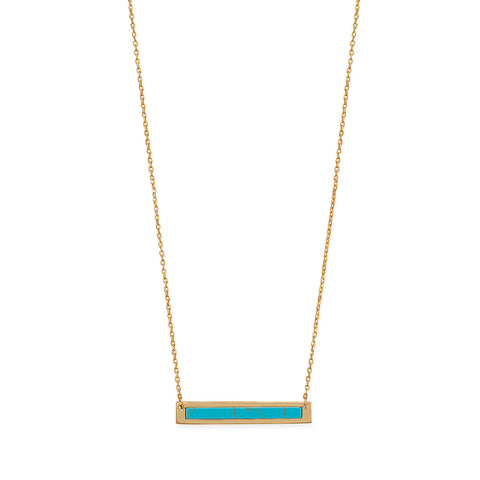 Gold Plated Sterling Silver Turquoise Bar Necklace