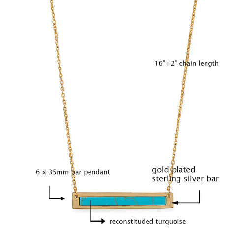 Gold Plated Sterling Silver Turquoise Bar Necklace