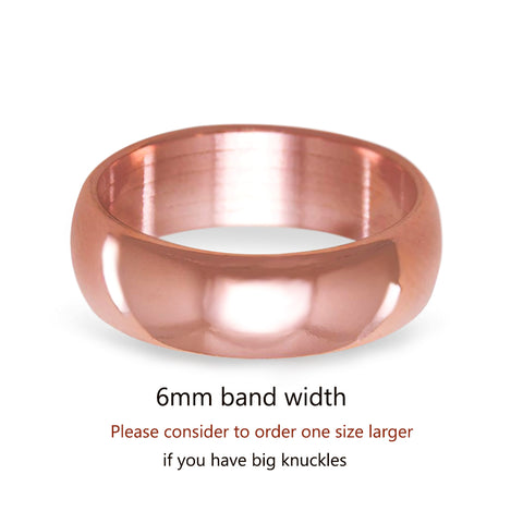 Pure Uncoated Copper Therapy Ring, 6mm