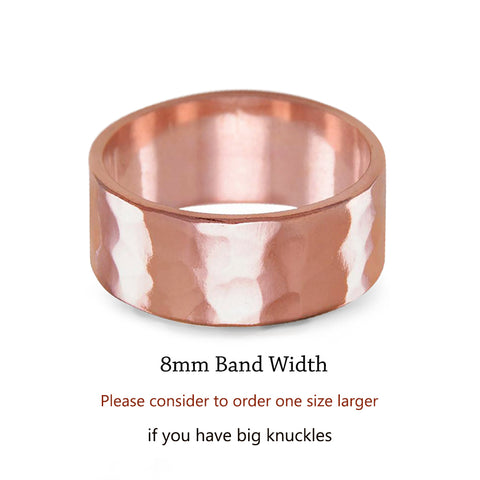 Pure Uncoated Hammered Copper Therapy Ring, 8mm