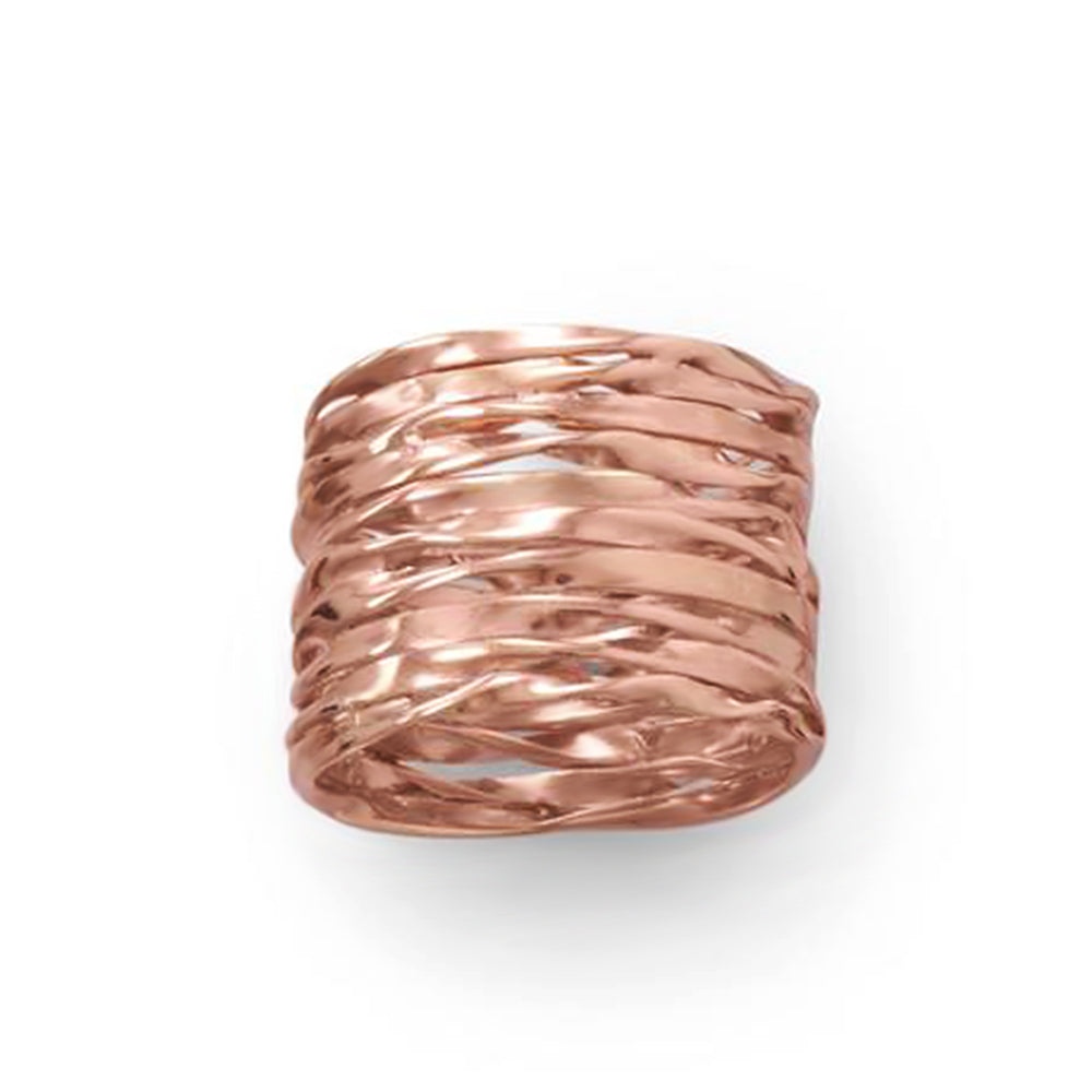 Handmade Stering Silver Intertwined Wide Ring in RoseGold Plating