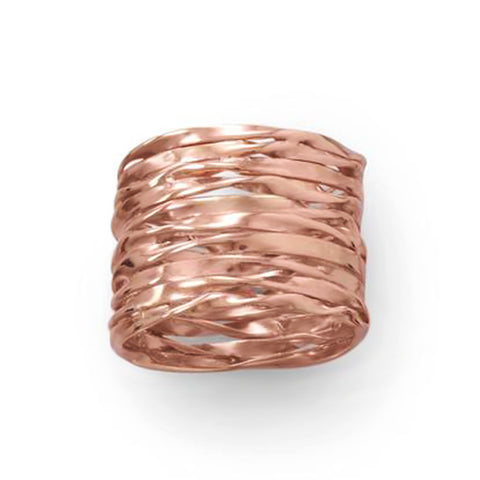 Samie Collection Handmade Stering Silver Intertwined Wide Ring in RoseGold Plating