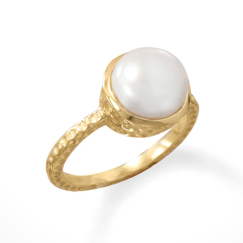 Samie Collection Sterling Silver Cultured Freshwater Pearl Ring in Gold Plating