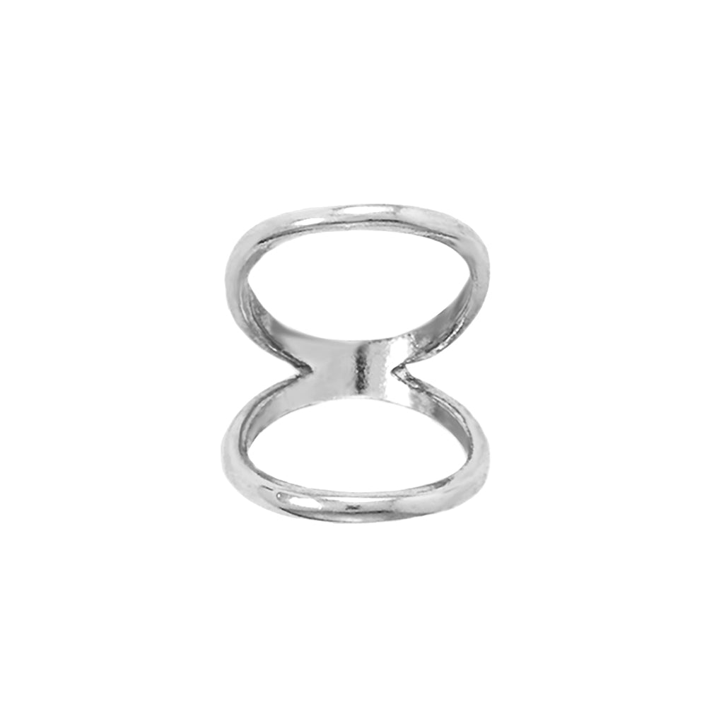 Samie Collection Sterling Silver Double Band Knuckle Ring in Rhodium Plating, 2mm