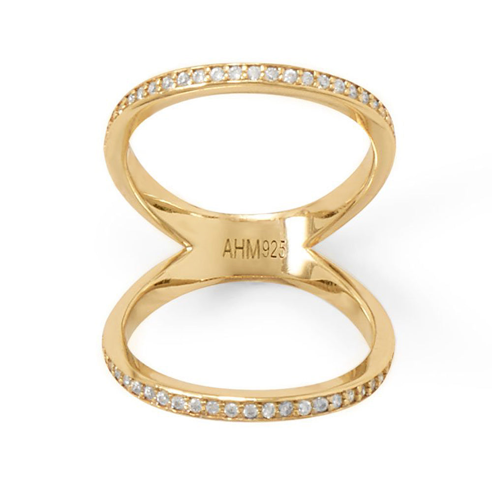 Double Band Knuckle Ring Gold-plated Sterling Silver with Cubic Zirconia Double Band Knuckle Ring Gold-plated Sterling Silver with Cubic Zirconia