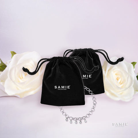 Samie Collection Rhodium Plated 0.55ctw CZ Charm Bracelet, 8" jewelry box