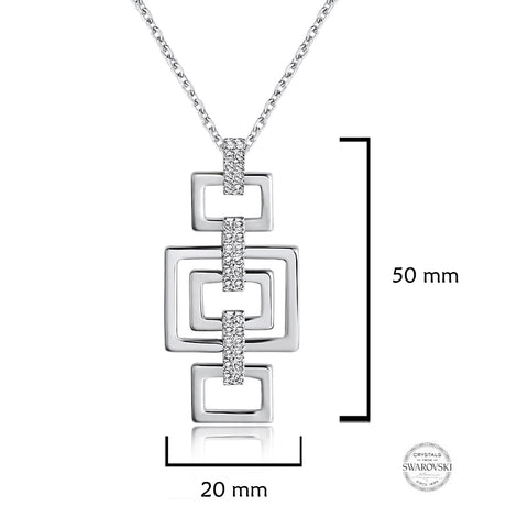 Samie Collection Swarovski® Crystal Dynamic Rectangular Pendnat Necklace in Rhodium Plating,17-19"