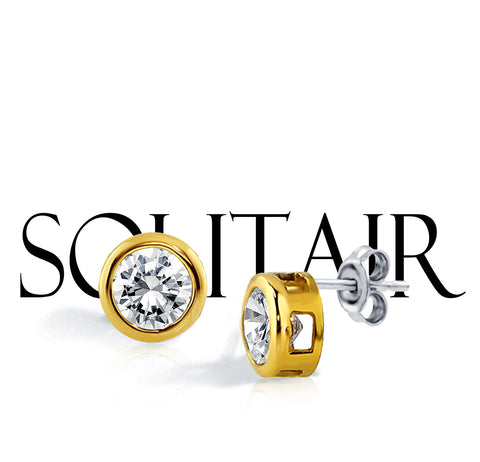Round CZ Solitaire Stud Earrings