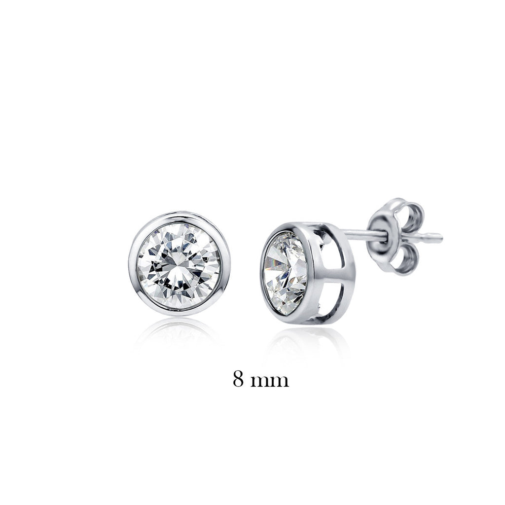 Samie Collection Samie Collection Rhodium Plated 1.8cttw CZ 8mm Solitaire Stud Earrings Post-back