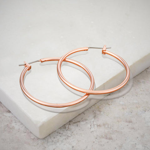 Samie Collection Rose Gold Plated Hoop Earrings, Leverback