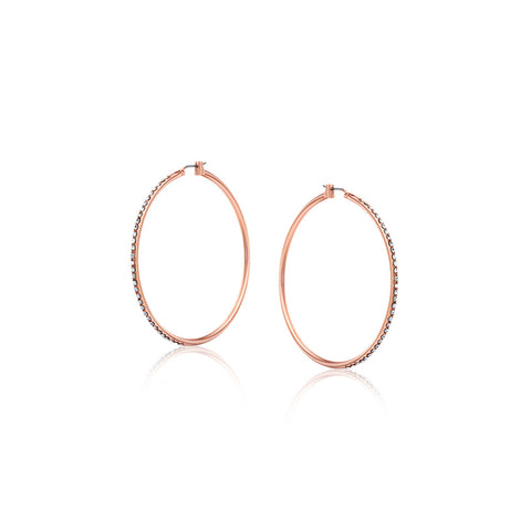 Samie Collection Rose Gold Plated 1.06ctw Crystal Hoop Earrings, 2.2inch