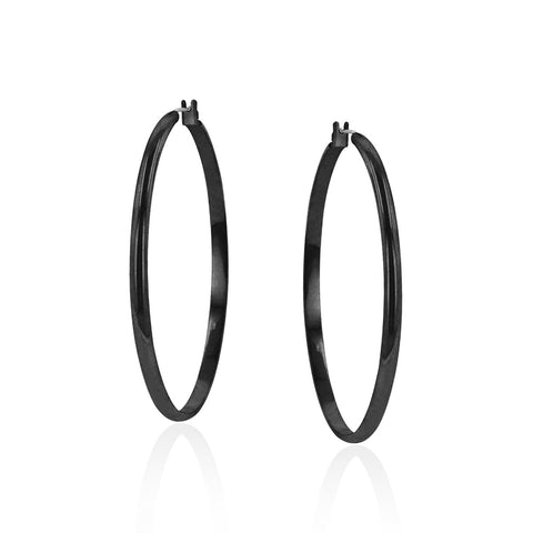 Hematite Hoop Earrings, 55mm