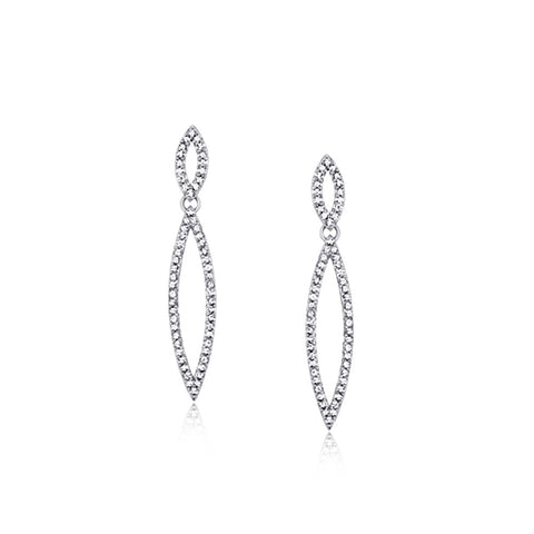 Silver Paví© CZ Double Arrowhead Dangle Earrings