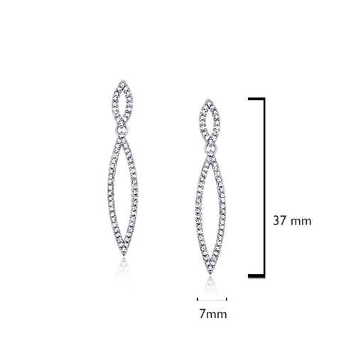 Samie Collection Rhodium Plated Pavé CZ Double Arrowhead Dangle Earrings