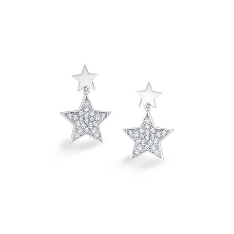 0.63ctw CZ Star Dangle Earrings, 21mm