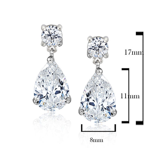 Samie Collection Rhodium Plated 5.88ctw Pear CZ Dangle Earrings