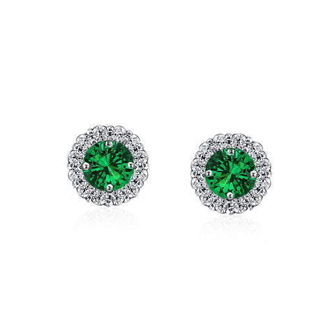 2.2ctw Round CZ Halo Stud Earrings in Birthstones