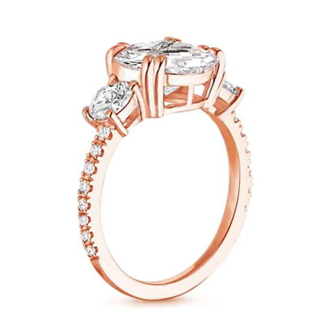 3.8ctw CZ Modern Luxe Royal Engagement Ring in Rose Gold Plating