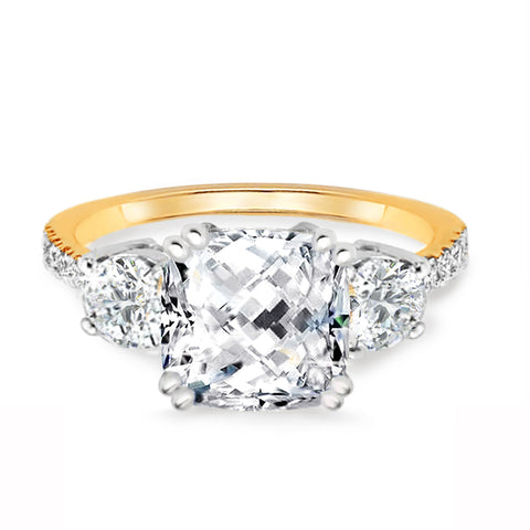 3.8ctw CZ Modern Luxe Royal Engagement Ring in Gold Plating