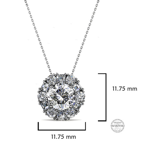 Samie Collection Swarovski® Crystal Floral Pendant Necklace in Rhodium Plating, 16-18"