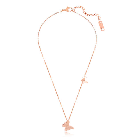 18K Rose Gold Plated Butterfly Asymmetric Necklace
