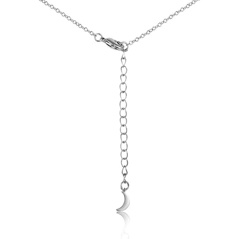 Samie Collection Rhodium Plated 0.87ctw CZ Moon & Star Pendant Necklace, 17"+2" 