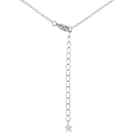 Samie Collection Rhodium Plated 0.32ctw CZ Double Star Pendant Necklace, 18"+2" 