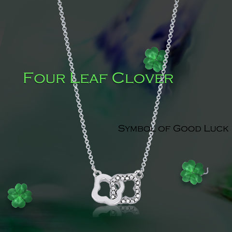 0.27ctw CZ Lucky Clover Leaf Necklace