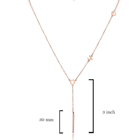 Rose Gold Plated Stainless Steel Love Station Y-Necklace