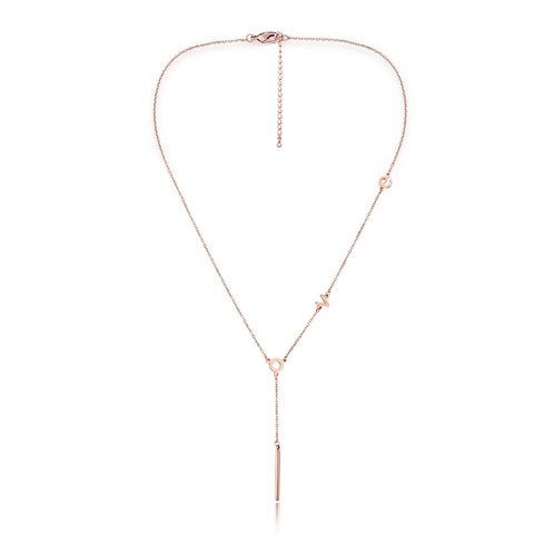 Rose Gold Plated Stainless Steel Love Station Y-Necklace