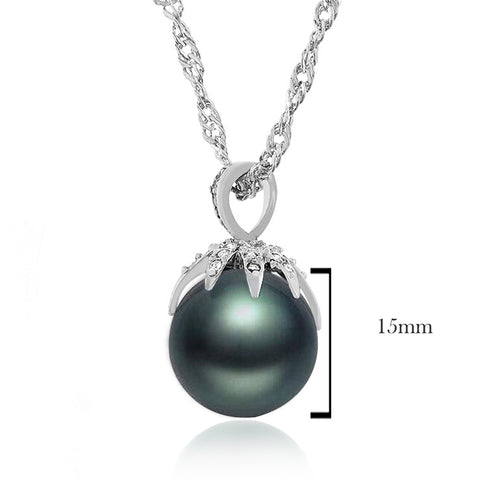 Starburst Tahitian Shell Pearl Pendant with CZ