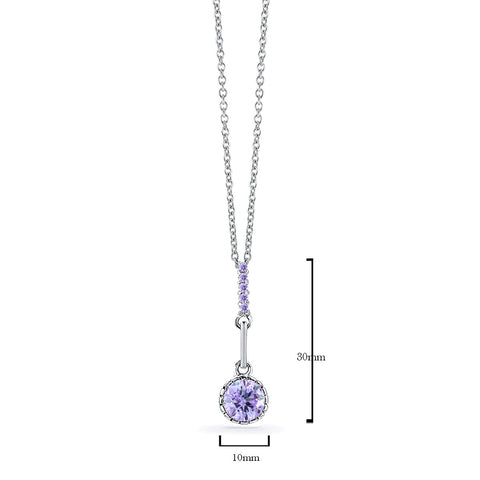 Samie Collection Rhodium Plated 2.12ctw Bezel CZ Drop Pendant Necklace, 15.5”+2” Extender