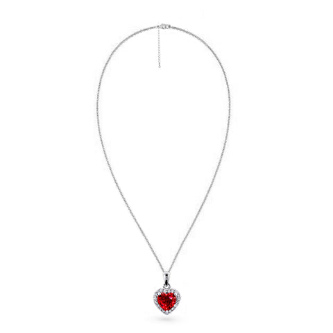 4.2ctw Red Heart CZ Solitaire Pendant Necklace