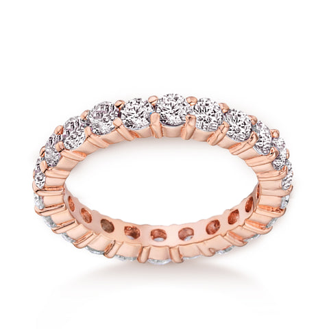 2.2ctw CZ Eternity Wedding Band in 18K Rose Gold Plating, 3mm