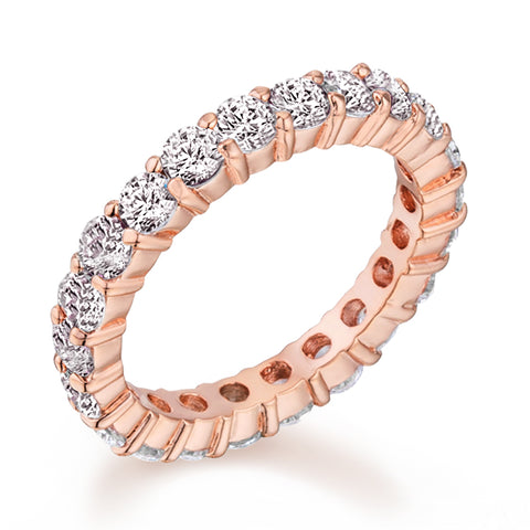 2.2ctw CZ Eternity Wedding Band in 18K Rose Gold Plating, 3mm