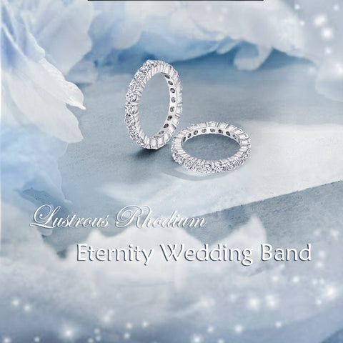 2.2ctw CZ Eternity Wedding Band Ring in Rhodium Plating, 3mm
