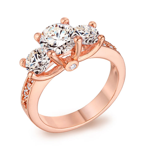 2.4ctw CZ 3 Stone Engagement Ring in Gold Plating