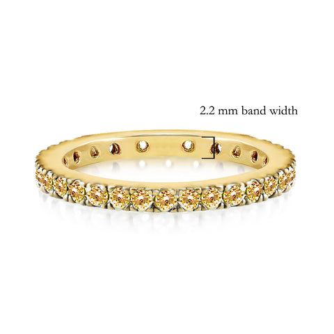 Samie Collection 0.87ctw CZ Eternity Wedding Band Ring in Gold/ Rhodium Plating, 2.2 mm