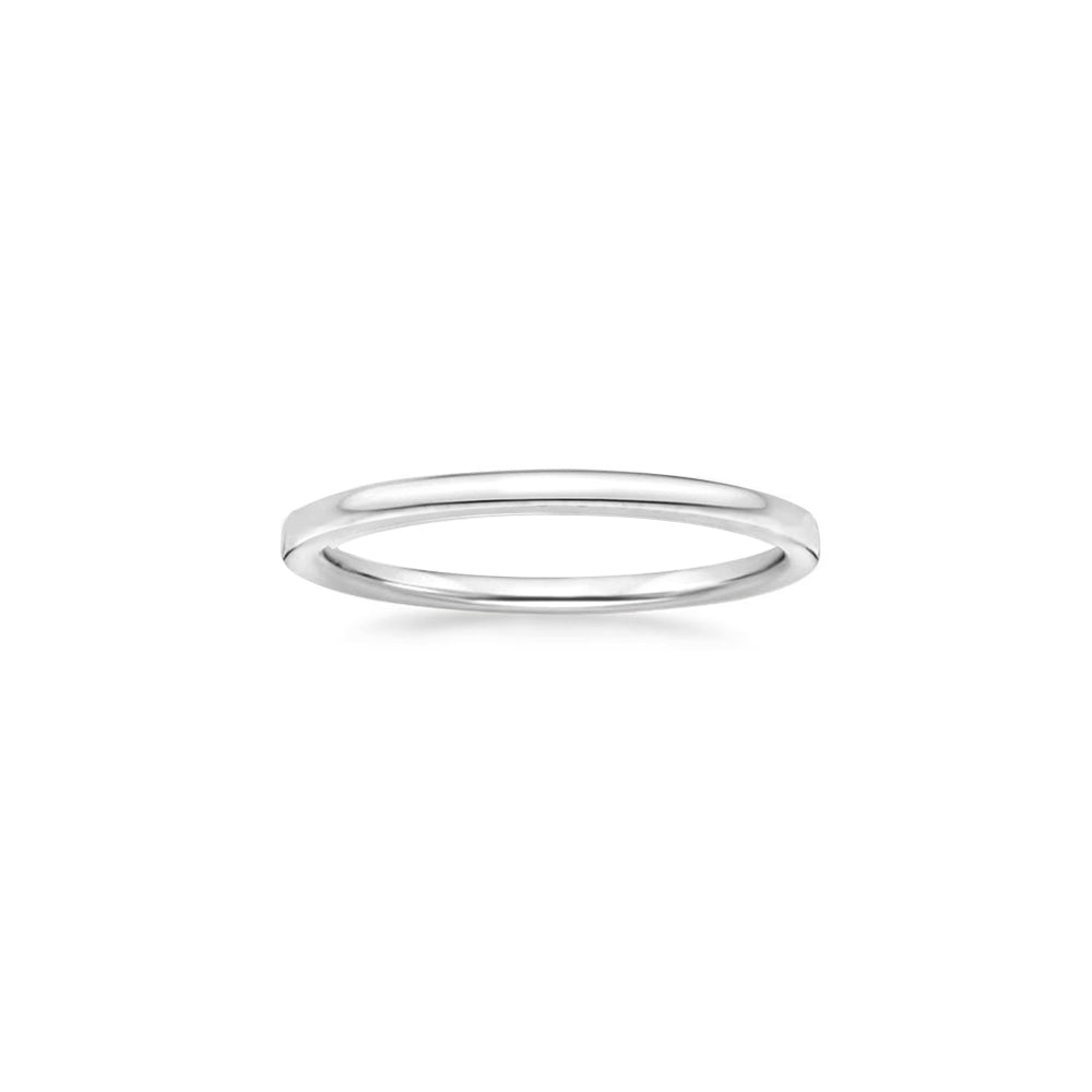 Samie Collection 2mm Plain 316L Stainless Steel Wedding Band in Rhodium Plating