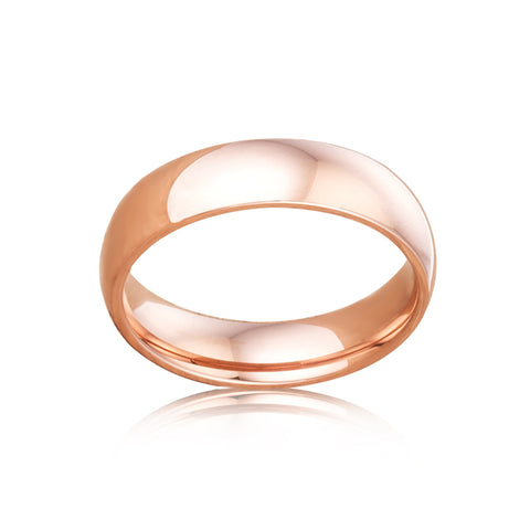 Unisex Ion Plating Rose Gold Stainless Steel Wedding Band, 5mm