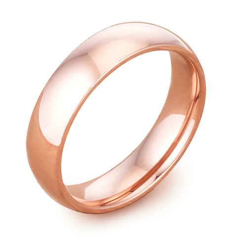 Samie Collection Ion Plating Rose Gold Stainless Steel Domed Comfort Fit Wedding Band Ring for Men Women, 5mm