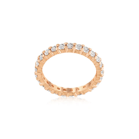 Samie Collection 18K Rose Gold Plated 0.87ctw Round CZ 2.5mm Eternity Wedding Band Ring