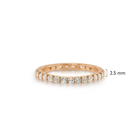 Samie Collection 18K Rose Gold Plated 0.87ctw Round CZ 2.5mm Eternity Wedding Band Ring
