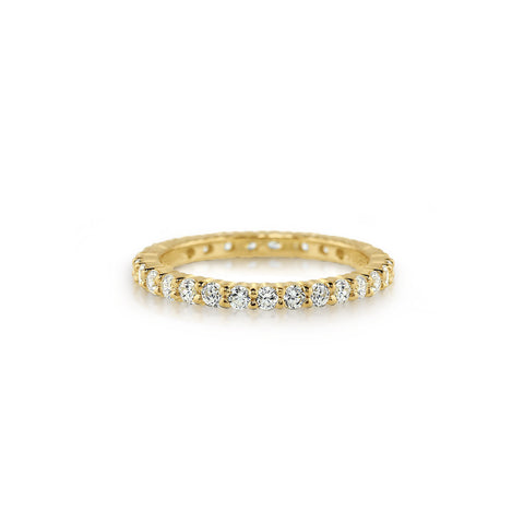 Samie Collection 18K Gold Plated 0.87ctw Round CZ 2.5mm Eternity Wedding Band Ring