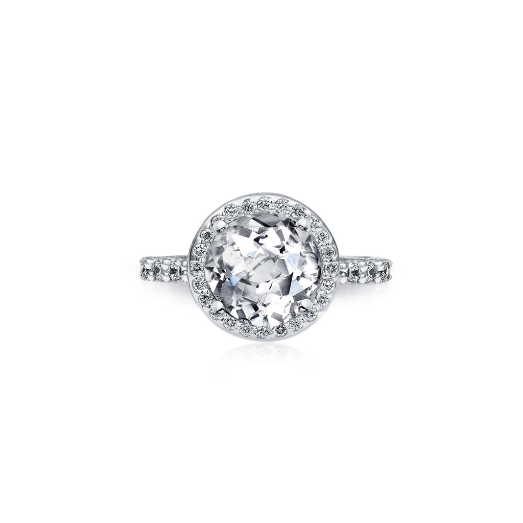 3.18ctw Round CZ Faceted Halo Ring