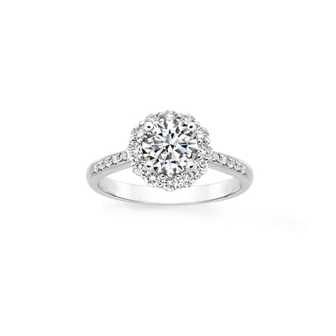1.5ctw CZ Flower Halo Engagement Rings